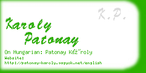 karoly patonay business card